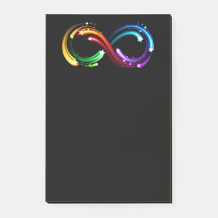 Unendlichkeitssymbol aus Regenbogenkometen Post-it Klebezettel