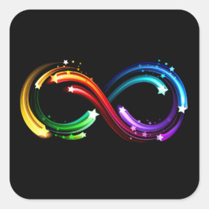 Unendlichkeitssymbol aus Regenbogenkometen Quadratischer Aufkleber