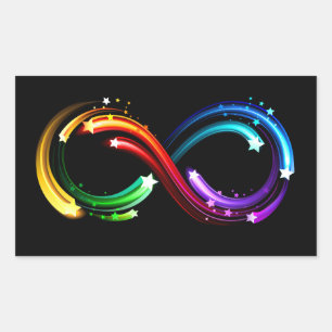 Unendlichkeitssymbol aus Regenbogenkometen Rechteckiger Aufkleber