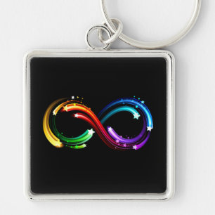 Unendlichkeitssymbol aus Regenbogenkometen Schlüsselanhänger