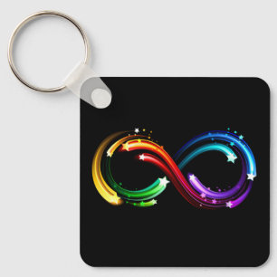 Unendlichkeitssymbol aus Regenbogenkometen Schlüsselanhänger