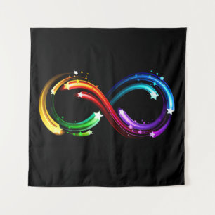Unendlichkeitssymbol aus Regenbogenkometen Wandteppich