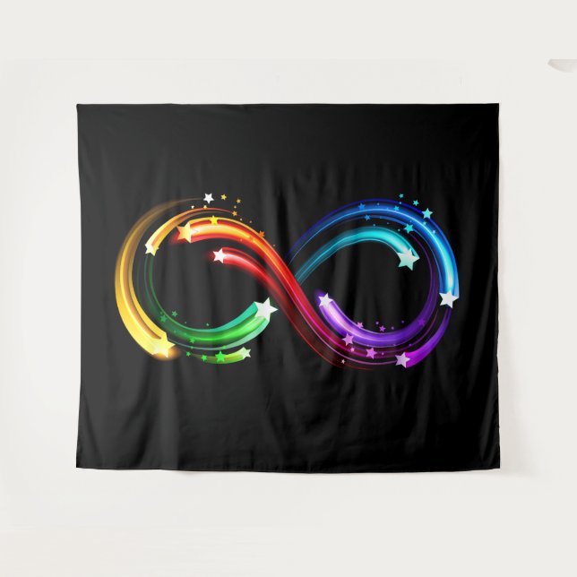 Unendlichkeitssymbol aus Regenbogenkometen Wandteppich (Vorderseite (Horizontal))