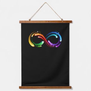 Unendlichkeitssymbol aus Regenbogenkometen Wandteppich Mit Holzrahmen