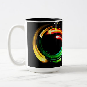 Unendlichkeitssymbol aus Regenbogenkometen Zweifarbige Tasse