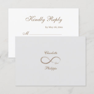 Unendlichkeitssymbol Gold Weiß Grau Hochzeit RSVP Einladung