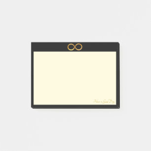 Unendlichkeitssymbol in Gold Post-it Klebezettel