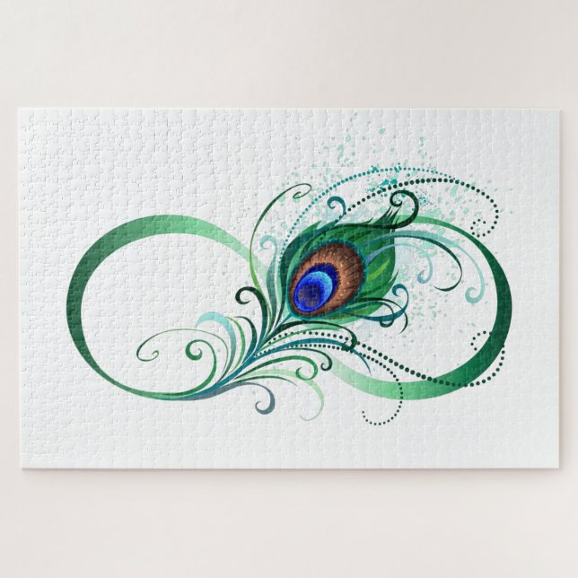 Unendlichkeitssymbol mit Peacock Feather (Horizontal)