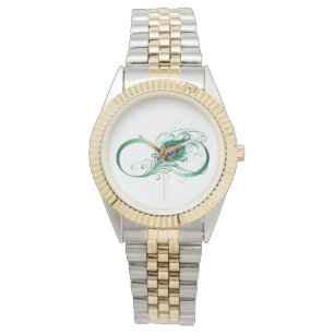 Unendlichkeitssymbol mit Peacock Feather Armbanduhr
