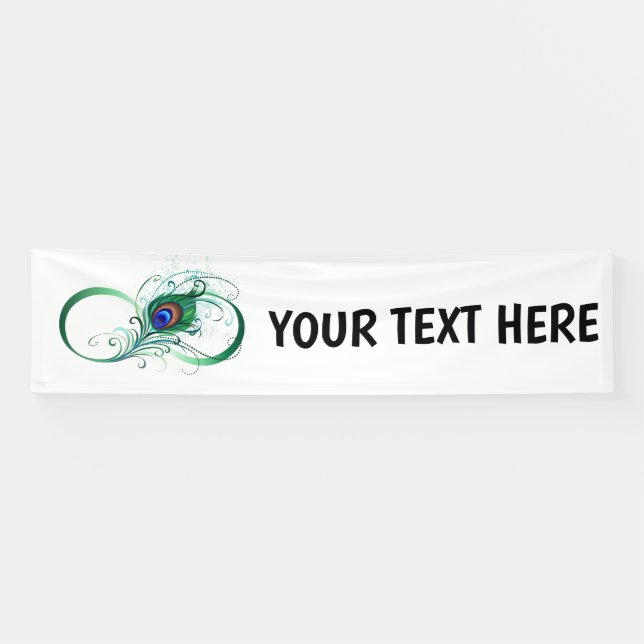 Unendlichkeitssymbol mit Peacock Feather Banner (Horizontal)