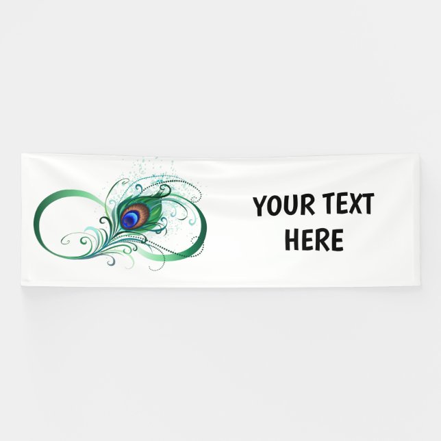 Unendlichkeitssymbol mit Peacock Feather Banner (Horizontal)