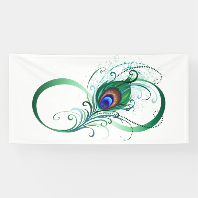 Unendlichkeitssymbol mit Peacock Feather Banner (Horizontal)