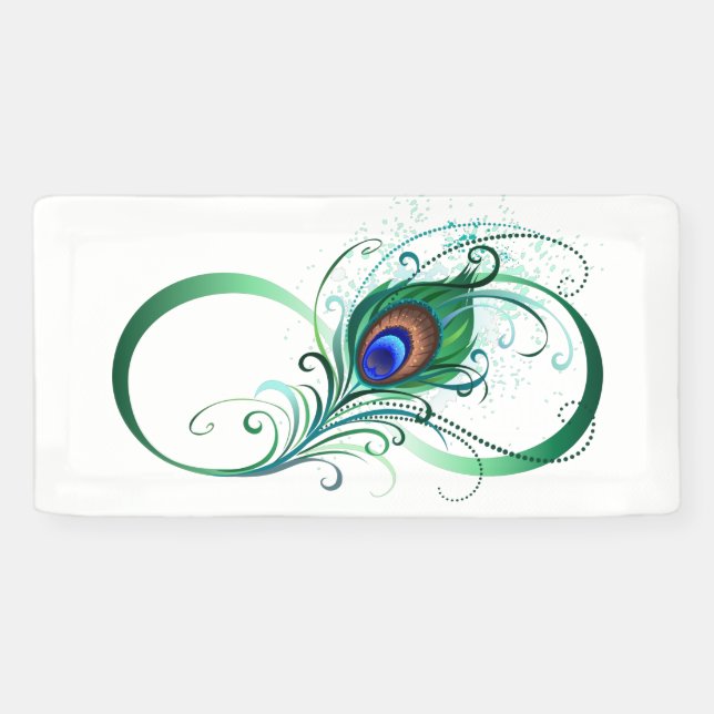 Unendlichkeitssymbol mit Peacock Feather Banner (Horizontal)