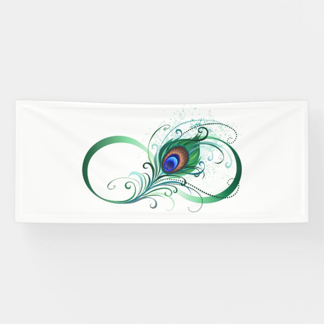 Unendlichkeitssymbol mit Peacock Feather Banner (Horizontal)