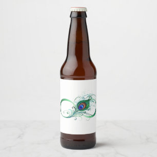 Unendlichkeitssymbol mit Peacock Feather Bierflaschenetikett