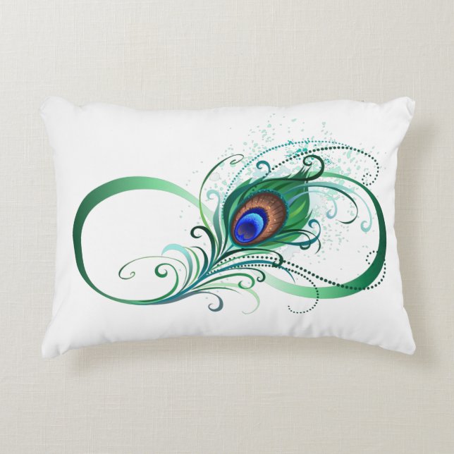 Unendlichkeitssymbol mit Peacock Feather Dekokissen (Vorderseite)