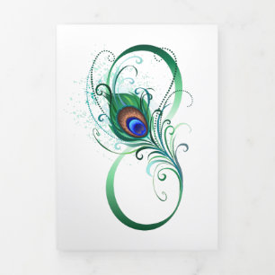 Unendlichkeitssymbol mit Peacock Feather Dreifach Gefaltete Ankündigung