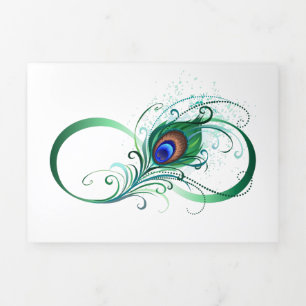 Unendlichkeitssymbol mit Peacock Feather Dreifach Gefaltete Karte