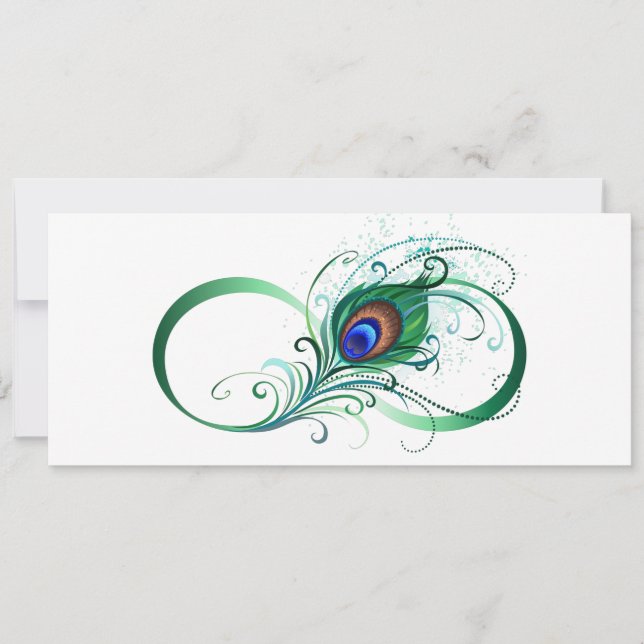 Unendlichkeitssymbol mit Peacock Feather Einladung (Vorderseite)