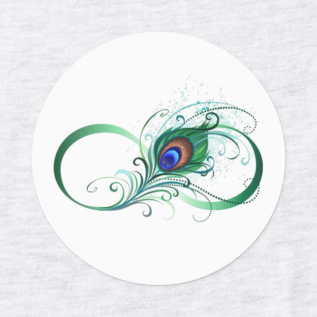 Unendlichkeitssymbol mit Peacock Feather Etiketten (Design 1)