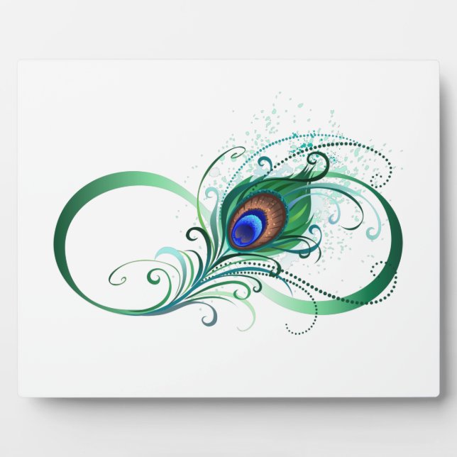 Unendlichkeitssymbol mit Peacock Feather Fotoplatte (Vorderseite)