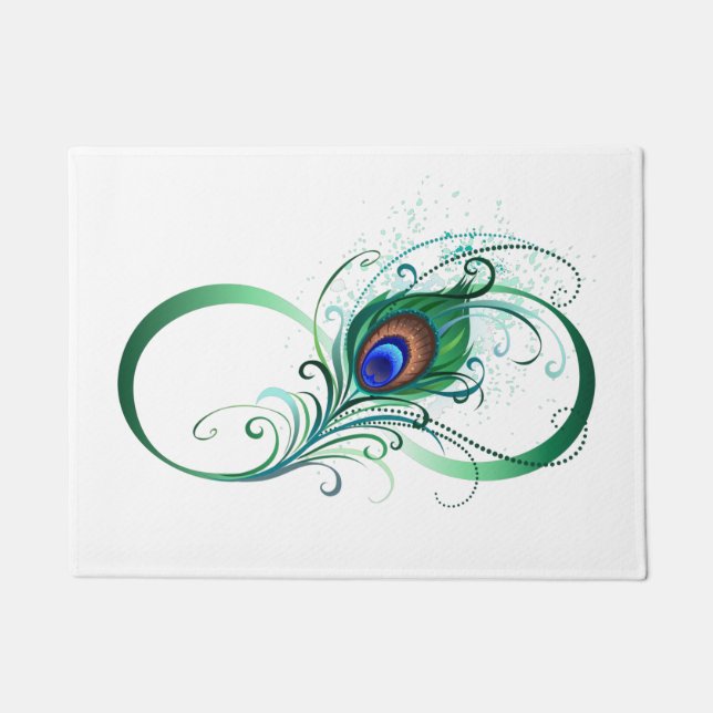Unendlichkeitssymbol mit Peacock Feather Fußmatte (Vorderseite)