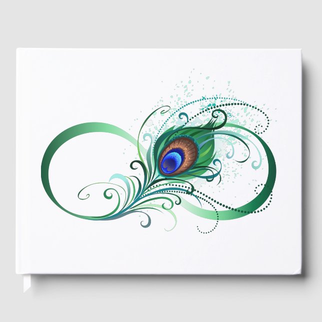 Unendlichkeitssymbol mit Peacock Feather Gästebuch (Vorderseite)