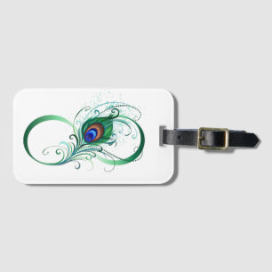 Unendlichkeitssymbol mit Peacock Feather Gepäckanhänger