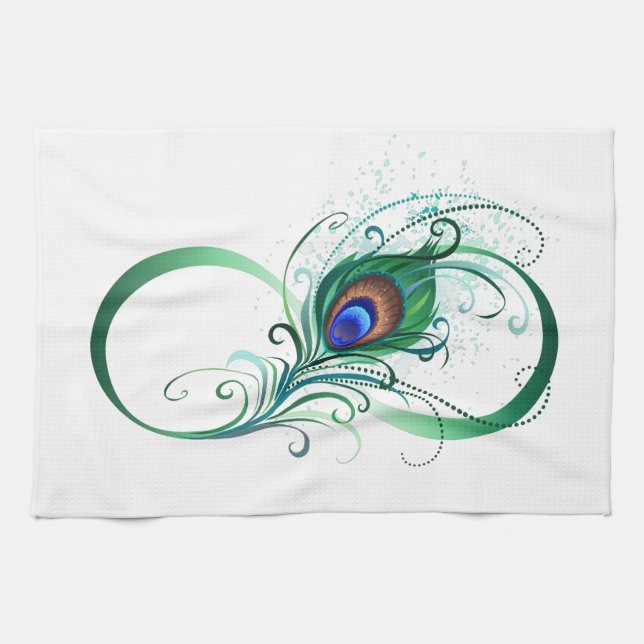 Unendlichkeitssymbol mit Peacock Feather Geschirrtuch (Horizontal)