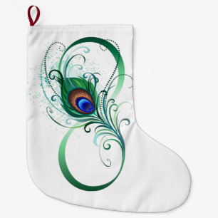 Unendlichkeitssymbol mit Peacock Feather Großer Weihnachtsstrumpf