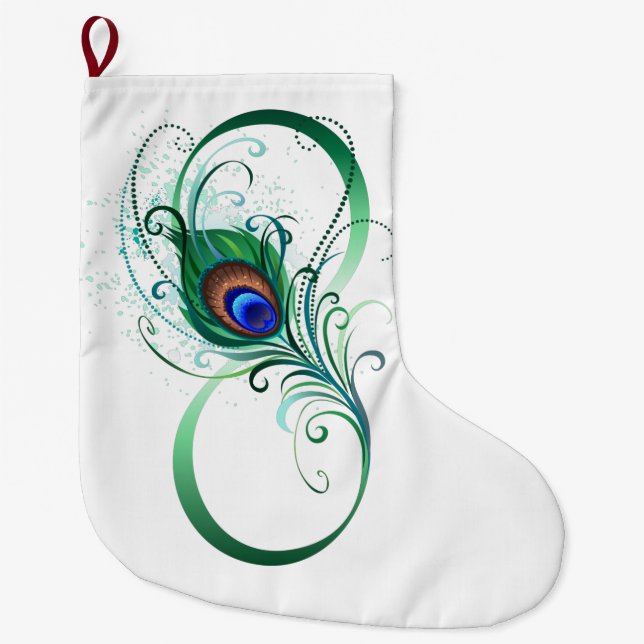 Unendlichkeitssymbol mit Peacock Feather Großer Weihnachtsstrumpf (Vorderseite)