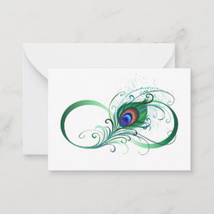 Unendlichkeitssymbol mit Peacock Feather Hinweiskarte