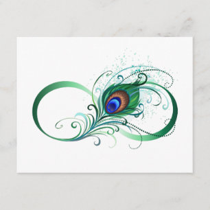Unendlichkeitssymbol mit Peacock Feather Hinweiskarte