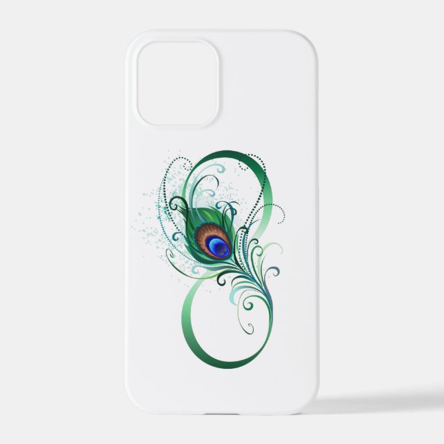 Unendlichkeitssymbol mit Peacock Feather iPhone 12 Pro Hülle (Rückseite)