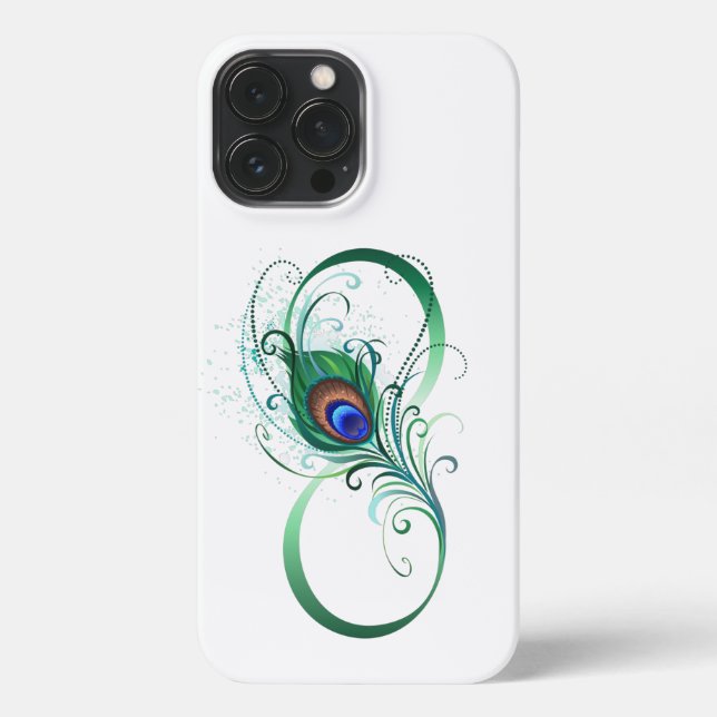 Unendlichkeitssymbol mit Peacock Feather iPhone 13 Pro Max Hülle (Rückseite)