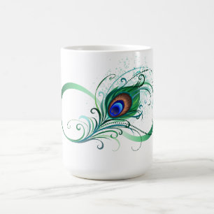 Unendlichkeitssymbol mit Peacock Feather Kaffeetasse
