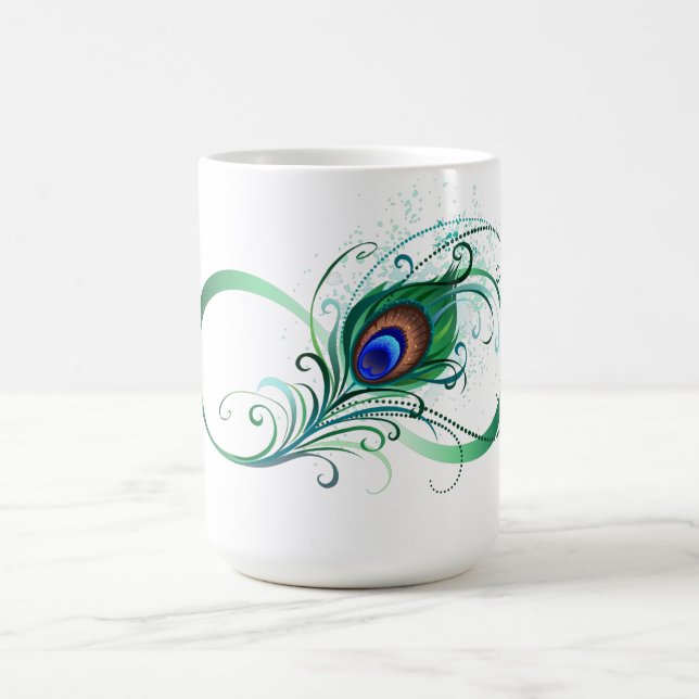 Unendlichkeitssymbol mit Peacock Feather Kaffeetasse (Mittel)