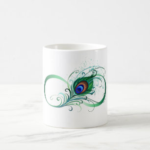 Unendlichkeitssymbol mit Peacock Feather Kaffeetasse
