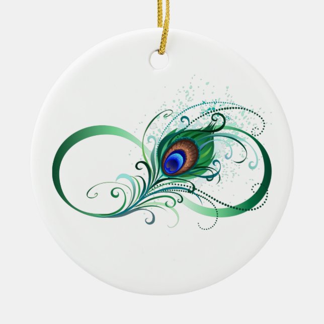 Unendlichkeitssymbol mit Peacock Feather Keramik Ornament (Vorne)