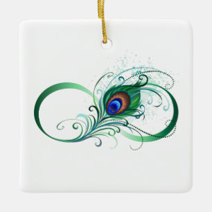 Unendlichkeitssymbol mit Peacock Feather Keramikornament