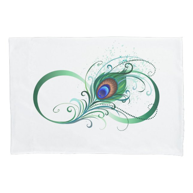 Unendlichkeitssymbol mit Peacock Feather Kissenbezug (Vorderseite-Links)