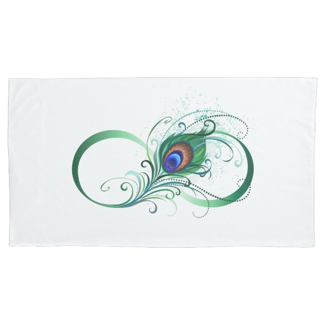 Unendlichkeitssymbol mit Peacock Feather Kissenbezug (Vorderseite)