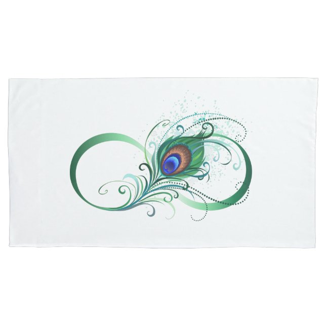 Unendlichkeitssymbol mit Peacock Feather Kissenbezug (Vorderseite-Links)