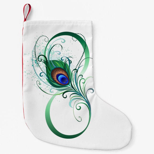 Unendlichkeitssymbol mit Peacock Feather Kleiner Weihnachtsstrumpf (Vorderseite)