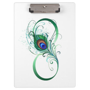 Unendlichkeitssymbol mit Peacock Feather Klemmbrett