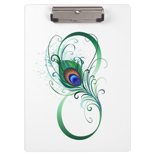Unendlichkeitssymbol mit Peacock Feather Klemmbrett (Vorderseite)