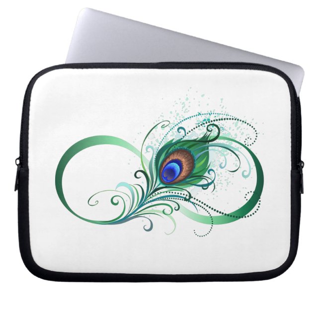 Unendlichkeitssymbol mit Peacock Feather Laptopschutzhülle (Vorderseite)