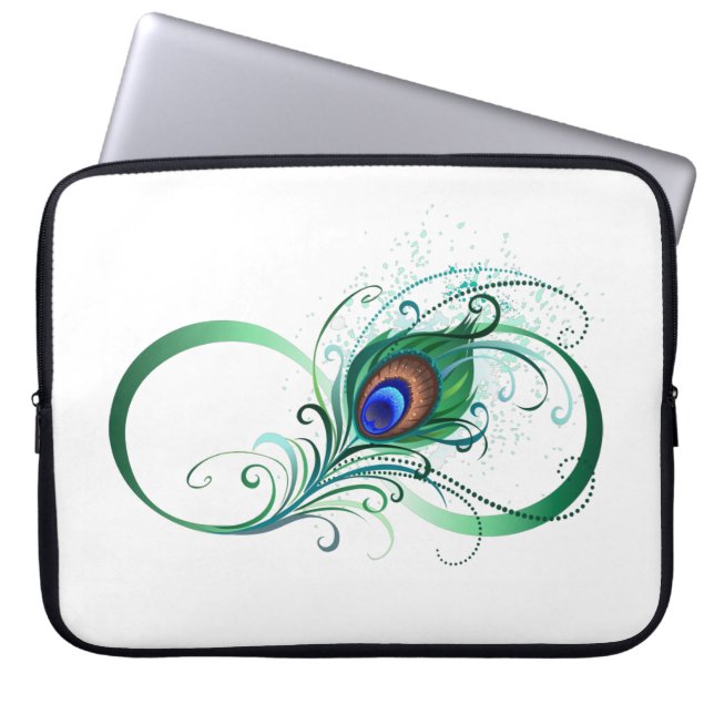 Unendlichkeitssymbol mit Peacock Feather Laptopschutzhülle (Vorderseite)