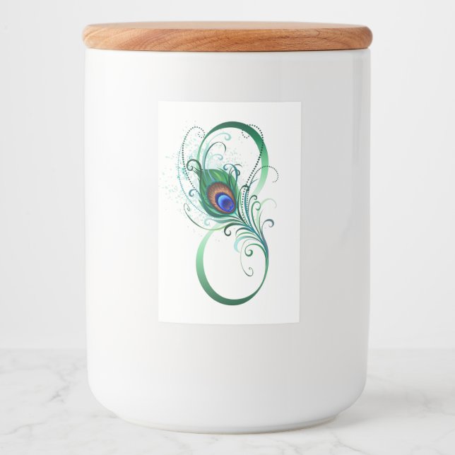 Unendlichkeitssymbol mit Peacock Feather Lebensmitteletikett (Vorderseite)