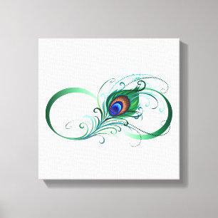 Unendlichkeitssymbol mit Peacock Feather Leinwanddruck